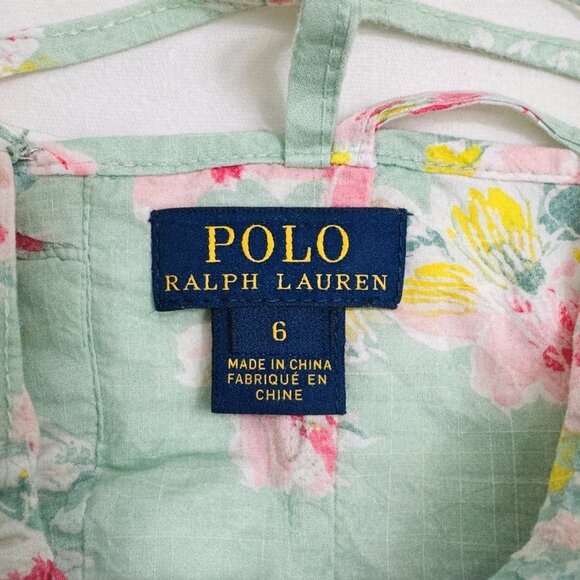 Ralph Lauren Girls Preppy Outfit Set 6X Mint Floral Dress + Denim Shirt + Access - Picture 4 of 7